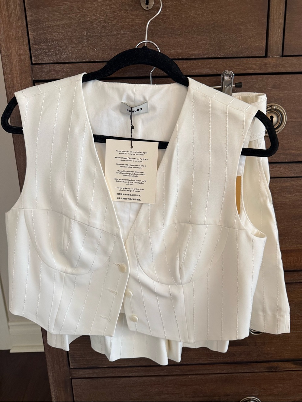 Sandro Cream Pinstripe Tailored Vest